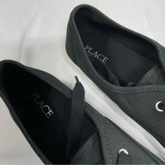 Children’s Place Kids Black Canvas Low Top Sneakers - Picture 6 of 8